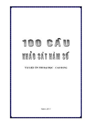 100 câu khảo sát hàm số